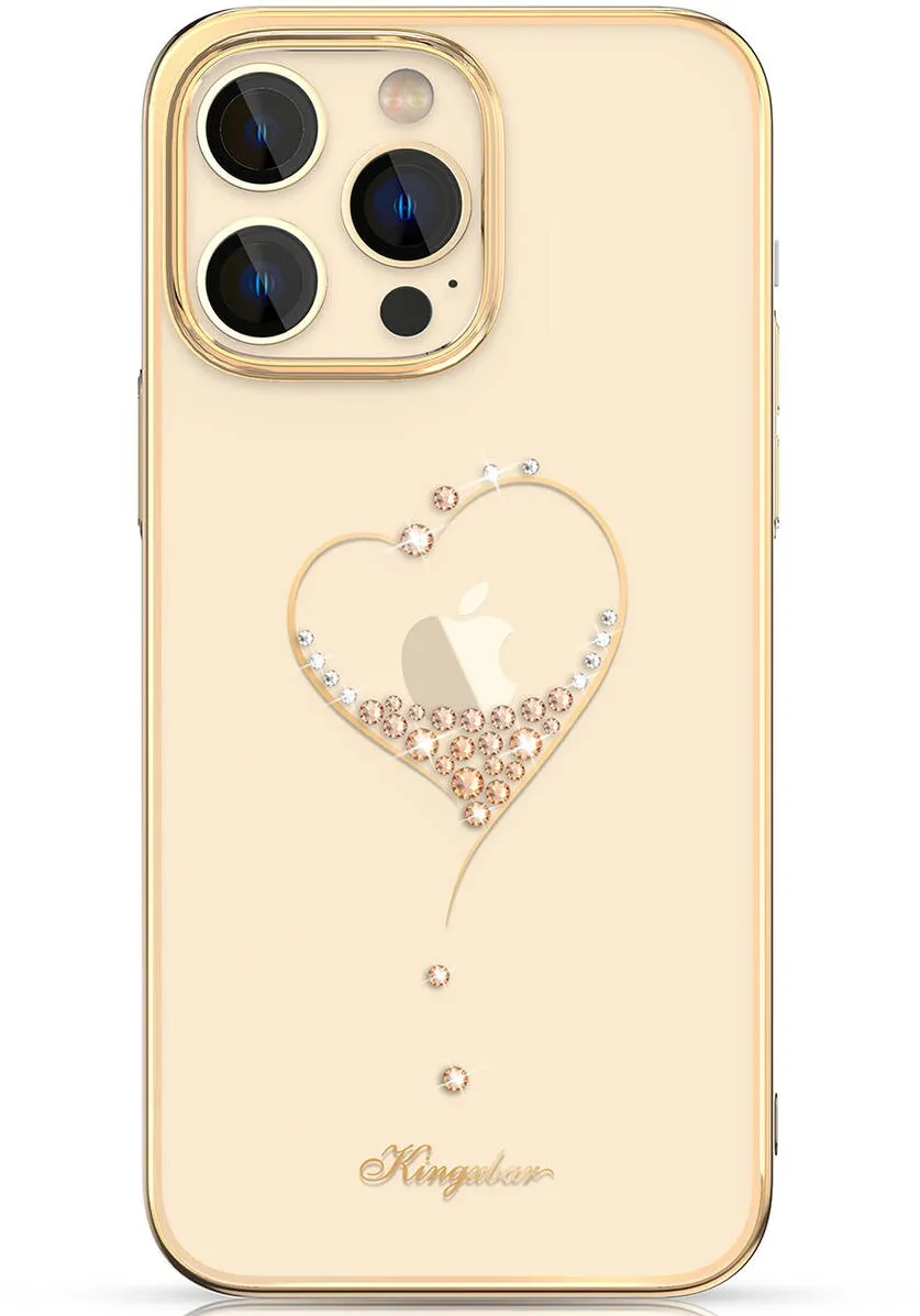 Kingxbar Husa Wish Series pentru iPhone 14 decorata cu cristale aurii