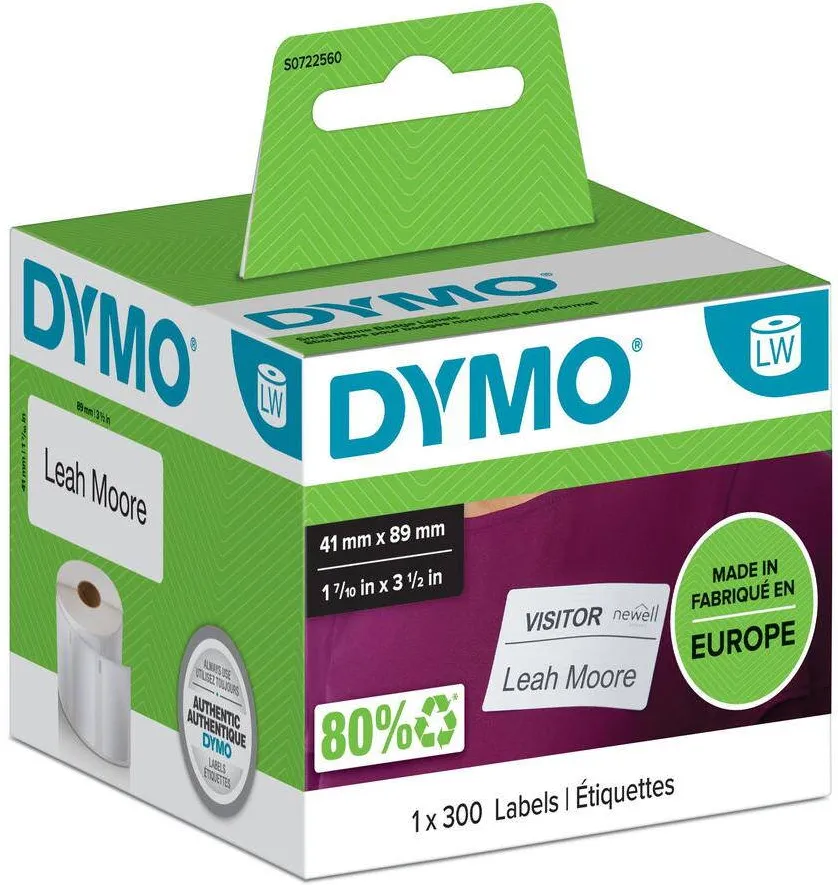 Consumabil Termic Dymo Ecusoane de nume LW mici, albe 41x 89mm ablös. 300St/Rol