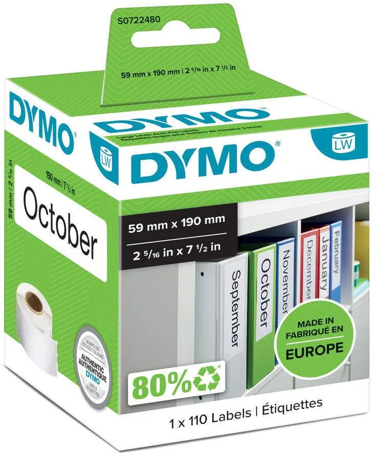 Consumabil Termic Dymo LW-Ordner-Etiketten breit 59x190mm Alb 110St/Rolle