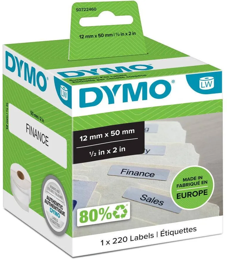 Consumabil Termic Dymo LW-Etiketten Hängeablage Alb 12x 50mm 220St/Rolle