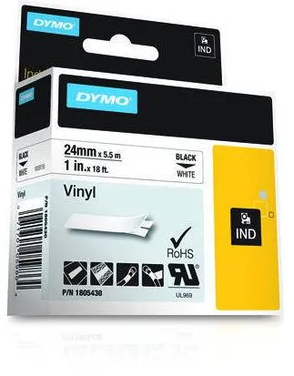 Consumabil Termic Dymo Rhino Band Vinyl 24mmx5.5m Negru->Alb