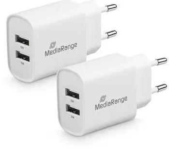 Incarcator MediaRange 12W 2x USB-A, Alb