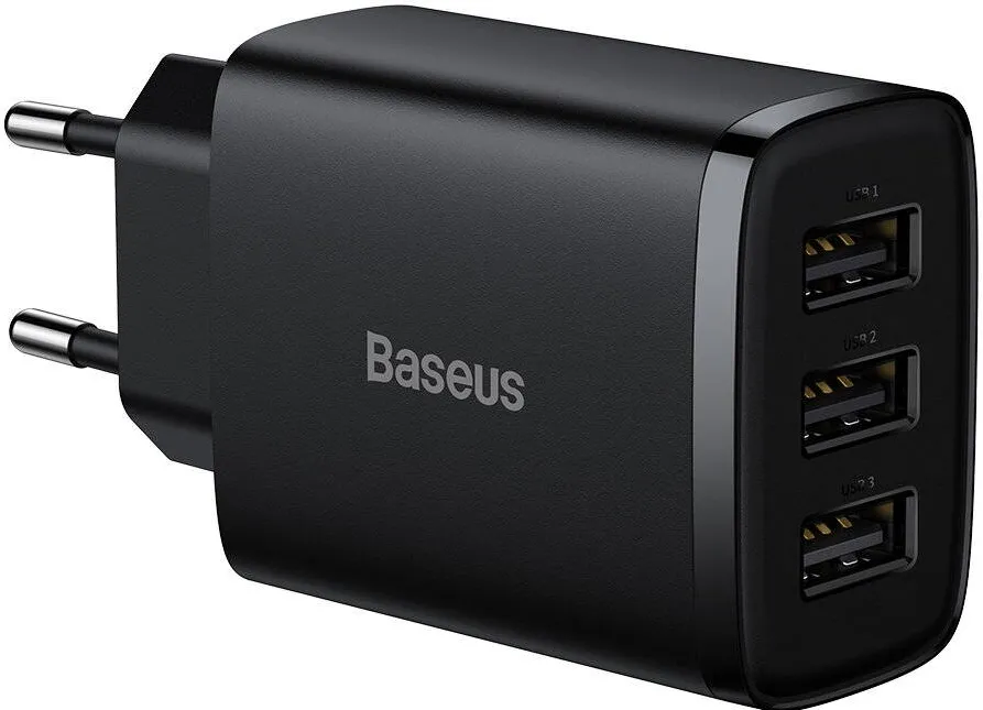 incarcator Baseus Compact 3x USB 17W negru (CCXJ020101)