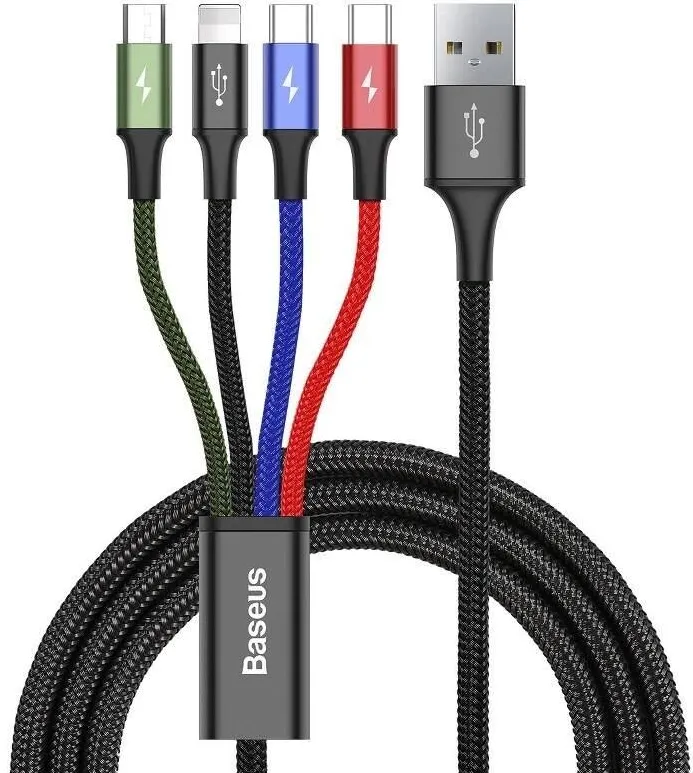 Cablu Date Baseus USB Fast 4in1 2xUSB-C / Lightning / Micro 3.5A 1.2m (black)