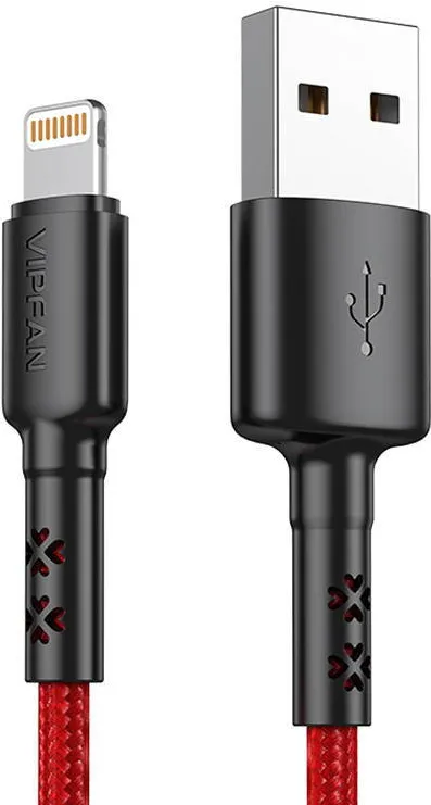Cablu de Date Vipfan USB to Lightning X02, 3A, 1.8m (Rosu)