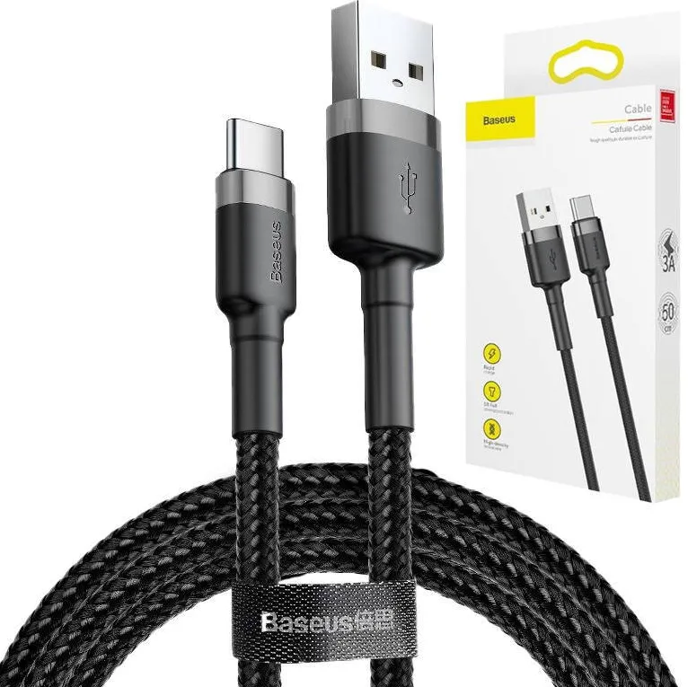 Cablu de Date Baseus  Cafule USB-C 2A 3m (Negru-šedý)