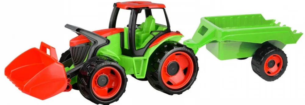 Masinuta cu telecomanda Lena Tractor cu cupa si remorca rosu-verde