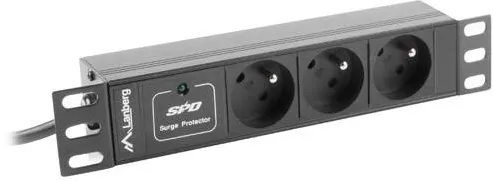 Prelungitor LANBERG Surge protector Rack PDU 10 inch 1U 3x 230V PL 2m 10A Negru C14