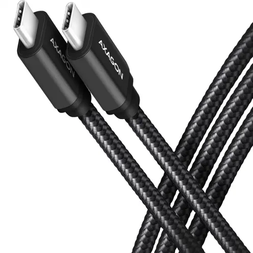AXAGON Cablu USB-C la USB-C 3.2 Gen 1, 1.5m, PD 60W, 3A, Aluminiu, Impletit, Negru