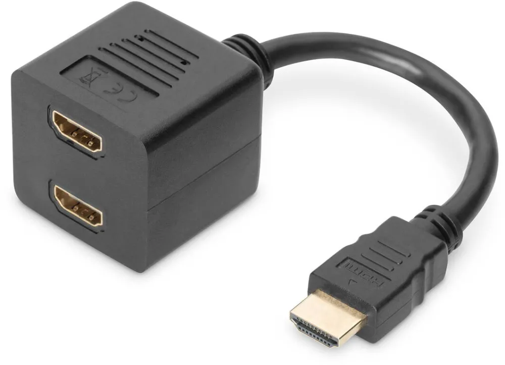 Cablu Assmann HDMI Y-Verteiler, 0,2m, gold-Negru