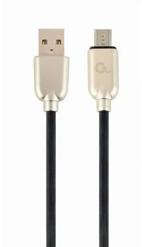 Gembird Cablu de date Premium Rubber, USB - micro USB, 1m, Black