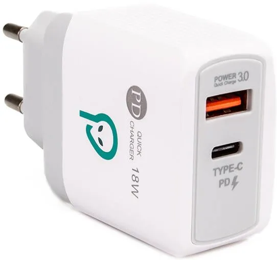 Spacer Incarcator retea Quick Charge 18W USB Type-C PD si USB Quick Charge