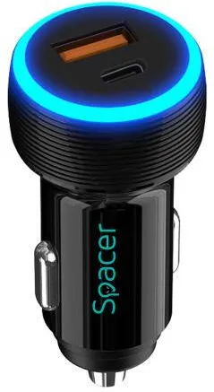 Spacer Incarcator auto USB-A&C 17W Negru