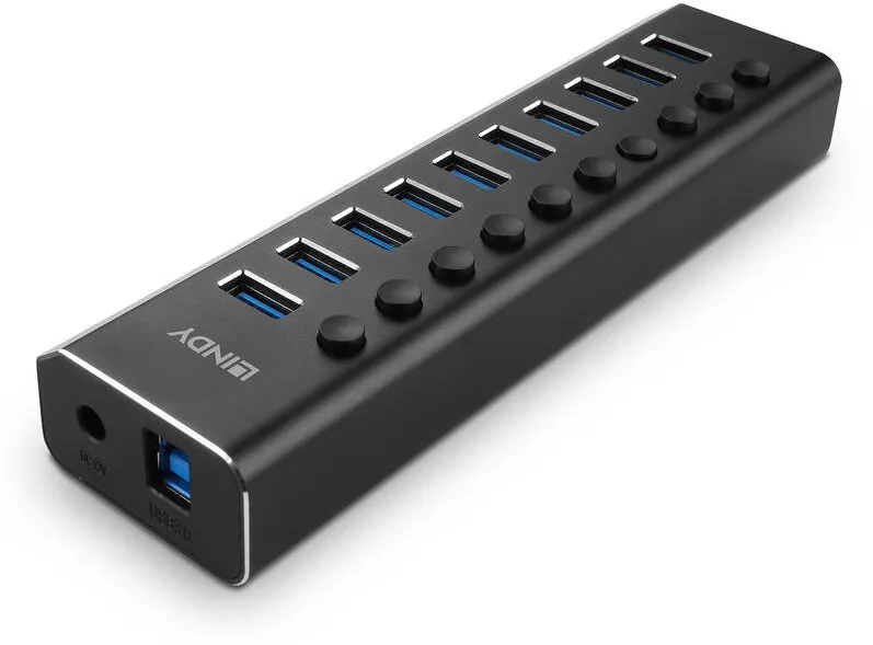 Hub USB Lindy 10 Port USB 3.0 Hub cu butoane On/Off