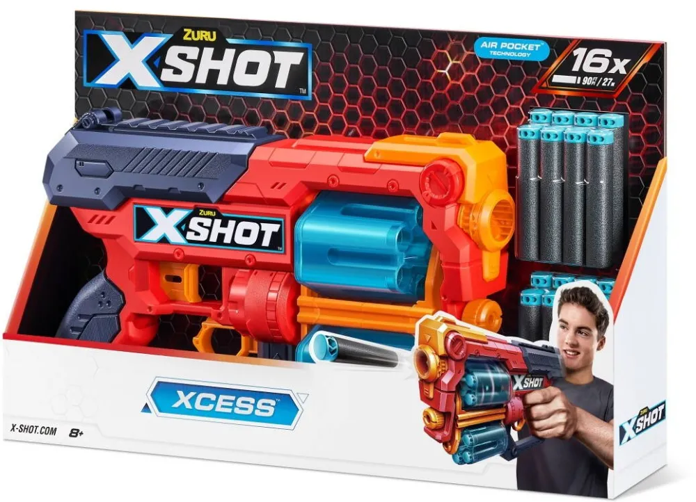 Jucarie Razboi ZURU X-Shot Blaster EXCEL-Xcess TK-12 (16 darts) orange
