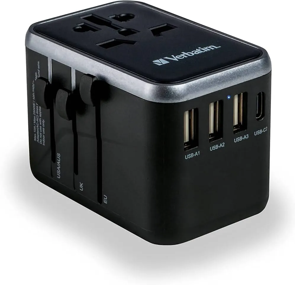 Adaptor VERBATIM universal UTA-04, 6-in-1Priza cu USB-C PD si QC, USB-C, 3 x USB-A