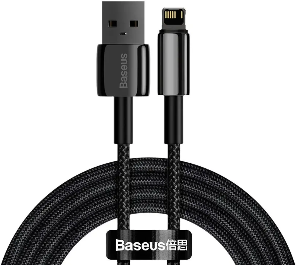 Cablu de date Baseus Tungsten USB - Lightning, 2m, Negru