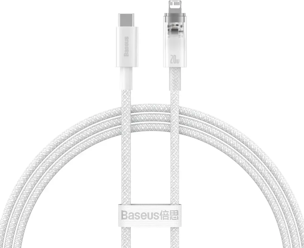 Cablu de date Baseus Explorer Series USB-C - Lightning 20W, 1m, Alb