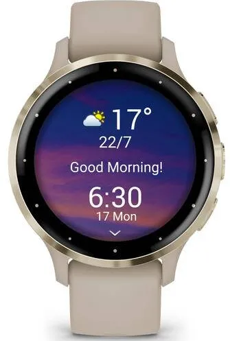 Smartwatch Garmin Ve 3S, GPS, Wi-Fi, curea silicon, French Gray/Soft Gold