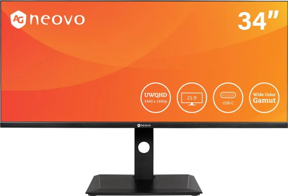 Monitor AG Neovo DW-3401 34'' (86cm) LCD, UWQHD 3440x1440, USB-C, HDMI, DisplayPort, Audio