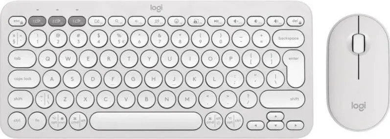 Kit Periferice LOGITECH Pebble 2 Combo, Wireless/Bluetooth, Tonal White