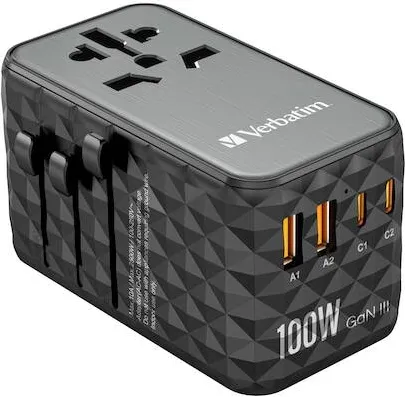 Incarcator GSM VERBATIM UTA-06, Travel, 100WGaN3, 2xUSB-C PD & QC 4+ & 2 x USB-A QC 3.0