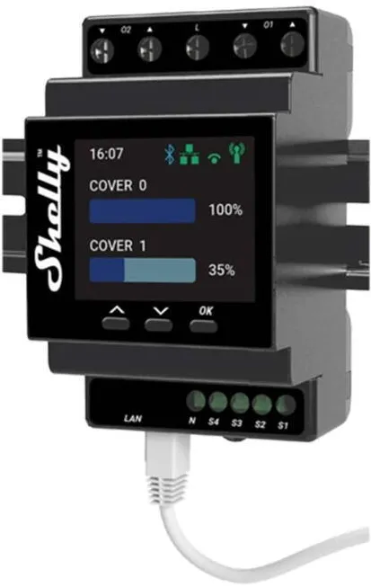 Shelly Controler inteligent sina DIN Pro Dual Cover PM cu masurare a puterii