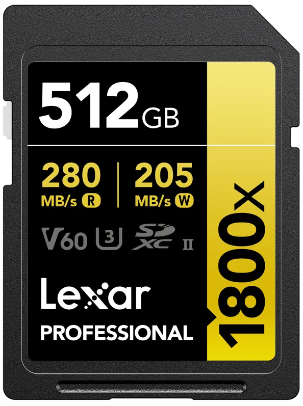 Card de Memorie Lexar 512GB SDXC Pro 1800x U3 UHS-II R280/W210 (V60)