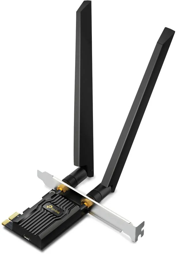 Adaptor Wireless TP-Link AXE5400, extern wireless 2.4 GHz | 5 GHz | 6 Ghz, PCI-E port, 5400 Mbps, WI-FI 6E si Bluetooth 5.3, antena externa x 2