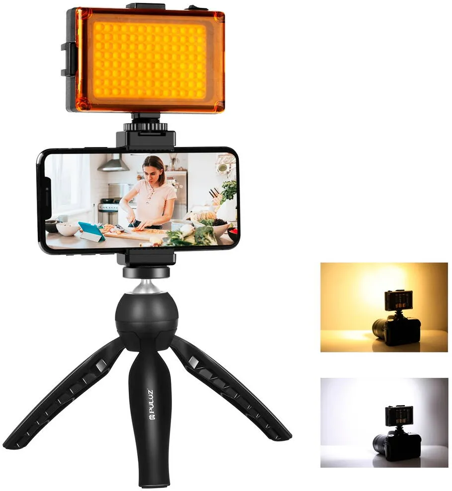 Puluz Kit transmisie live Suport trepied + lampa LED + clema pentru telefon