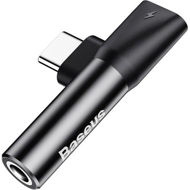 Adaptor Baseus Audio USB-C to Mini Jack 3.5mm + USB-C (black)