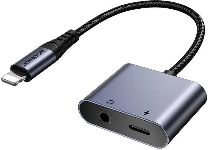 Adaptor Joyroom audio 2 in 1 SY-L01 Lightning la 3,5 mm + Lightning (negru)