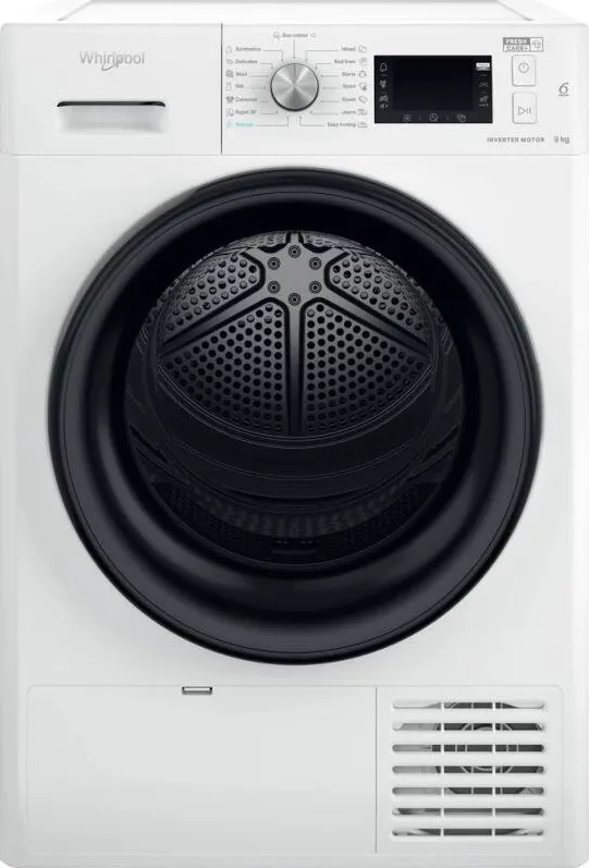 WHIRLPOOL Uscator de rufe FFTM229X3BEE, pompa de caldura, 9 kg, clasa C, Inverter, 6th Sense, FreshCare+, Alb