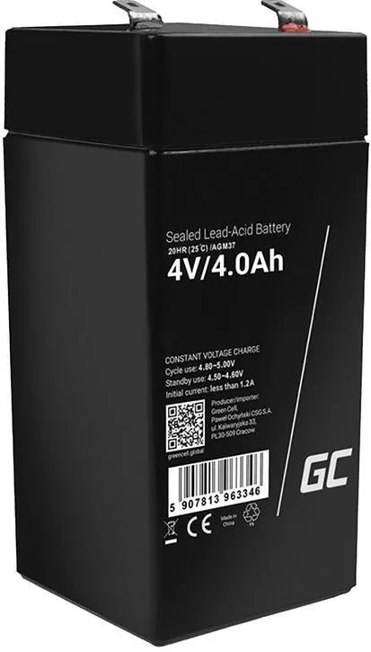 Green Cell Baterie AGM VRLA Green Cell AGM37 4V 4Ah fara intretinere (pentru sistem de alarma, casa de marcat, jucarie)