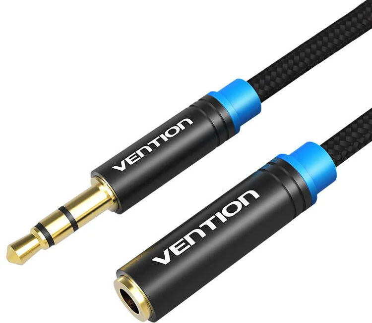Vention Kabel audio 3,5mm męsko-żeński w oplocie bawełnianym Vention VAB-B06-B150-M 1,5m czarny