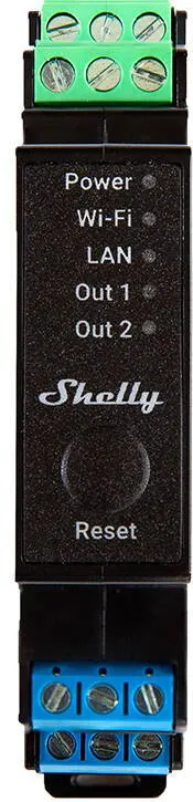 Shelly Releu pe sina DIN cu 2 canale cu monitorizare a puterii Pro 2PM WiFi/LAN
