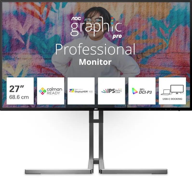 Monitor AOC U27U3CV 27 inch UHD IPS 4 ms 60 Hz USB-C HDR