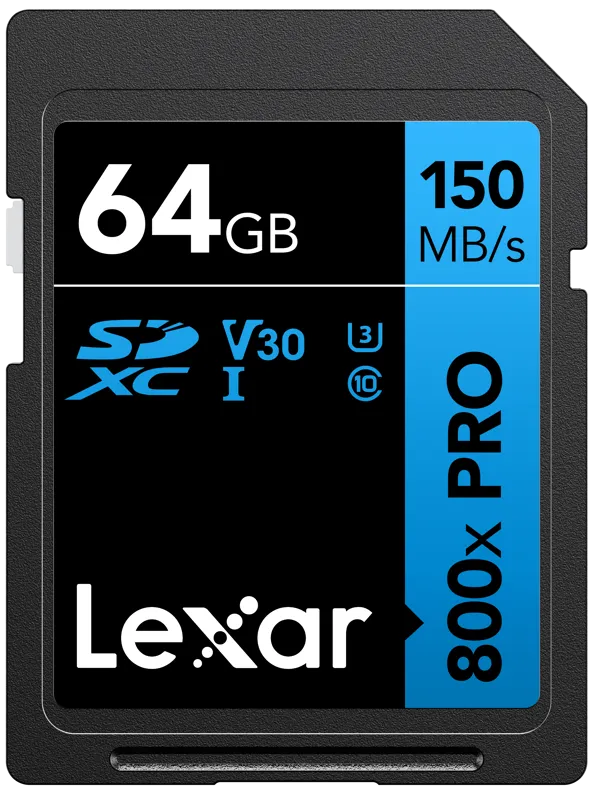 Card de Memorie Lexar Lexar SDXC 800x Pro UHS-I cards, C10 (V30) U3, R150, 64GB