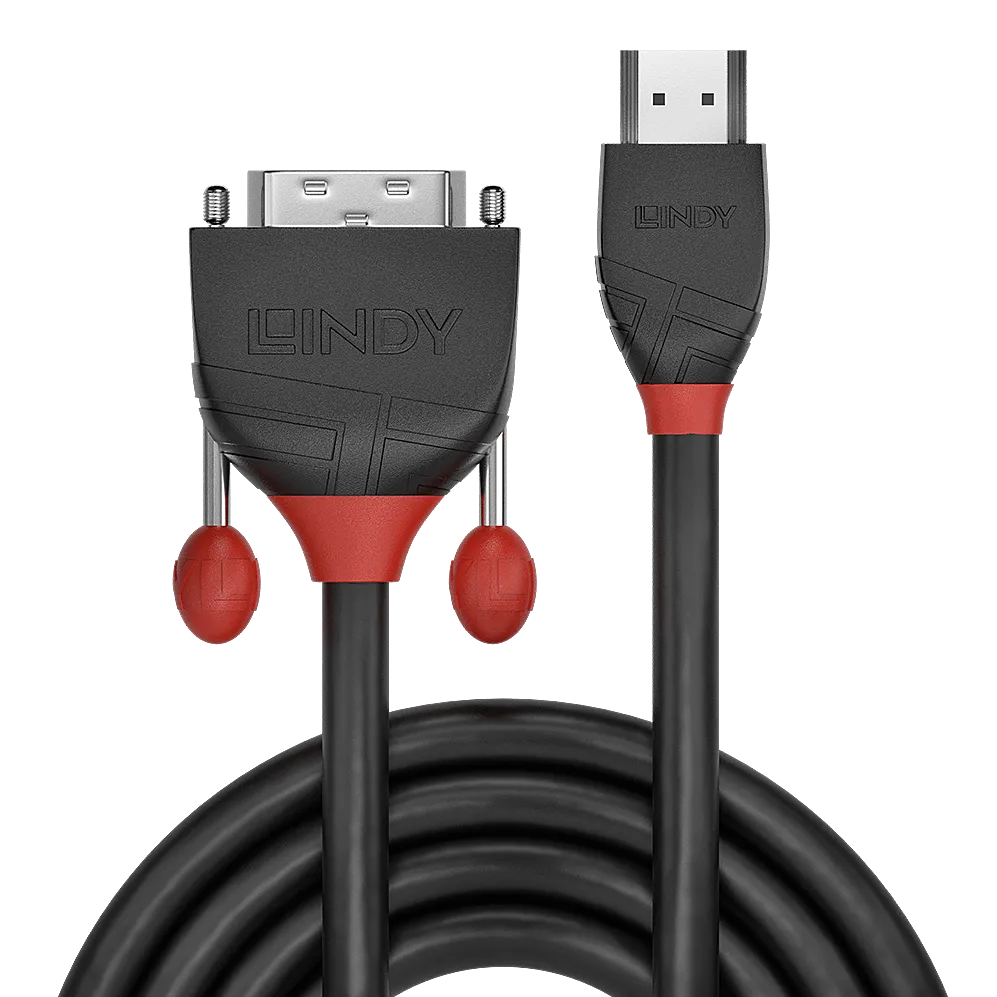 Lindy 5m HDMI to DVI-D Cable, Black Line