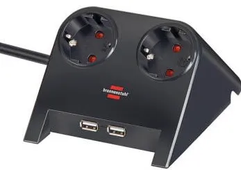 Brennenstuhl USB-Charger "Desktop Power", 2 Way, 1,8m, Black