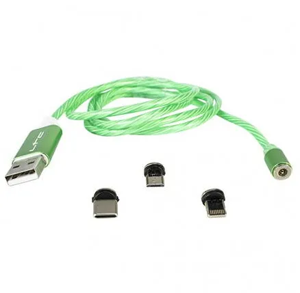 LTC Cablu 1M 3IN1 tip c/iphone/micro USB iluminat LED verde