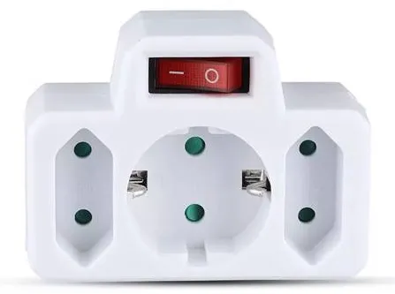 Adaptor V-TAC ADAPTOR 3 PRIZE CU INTRERUPATOR 2X2.5A SI 1X16A MAX 3680W