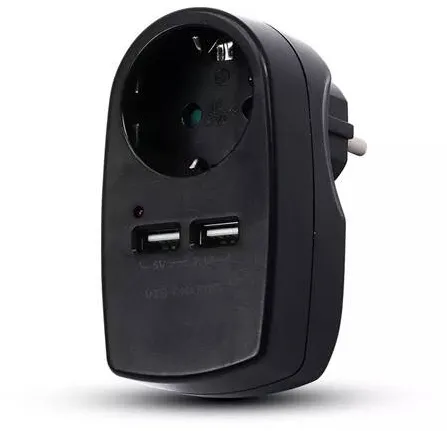 Adaptor V-TAC ADAPTOR PRIZA 16A 3680W + 2USB 2.1A, NEGRU
