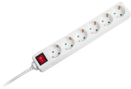 V-TAC Prelungitor 6 cai cu intrerupator 1.5M( 3G1.5MM2) alb