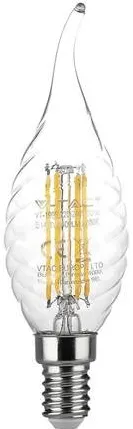 V-TAC Bec E14 cu filament LED 4W 6500K model spirala