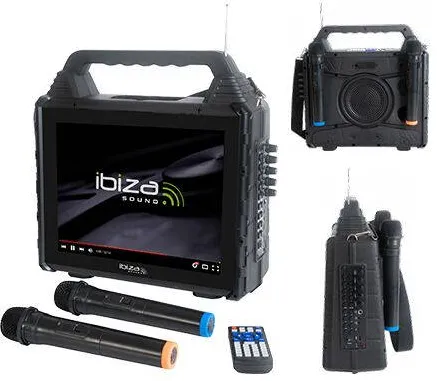Mini-Sistem Audio Ibiza Sound SET PORTABIL KARAOKE CU ECRAN INCORPORAT 14.1" SI 2 MIC WIRELESS