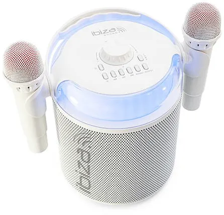 Mini-Sistem Audio Ibiza Sound BOXA KARAOKE CU 2 MICROFOANE WIRELESS BT/USB/MSD/AUX - ALB