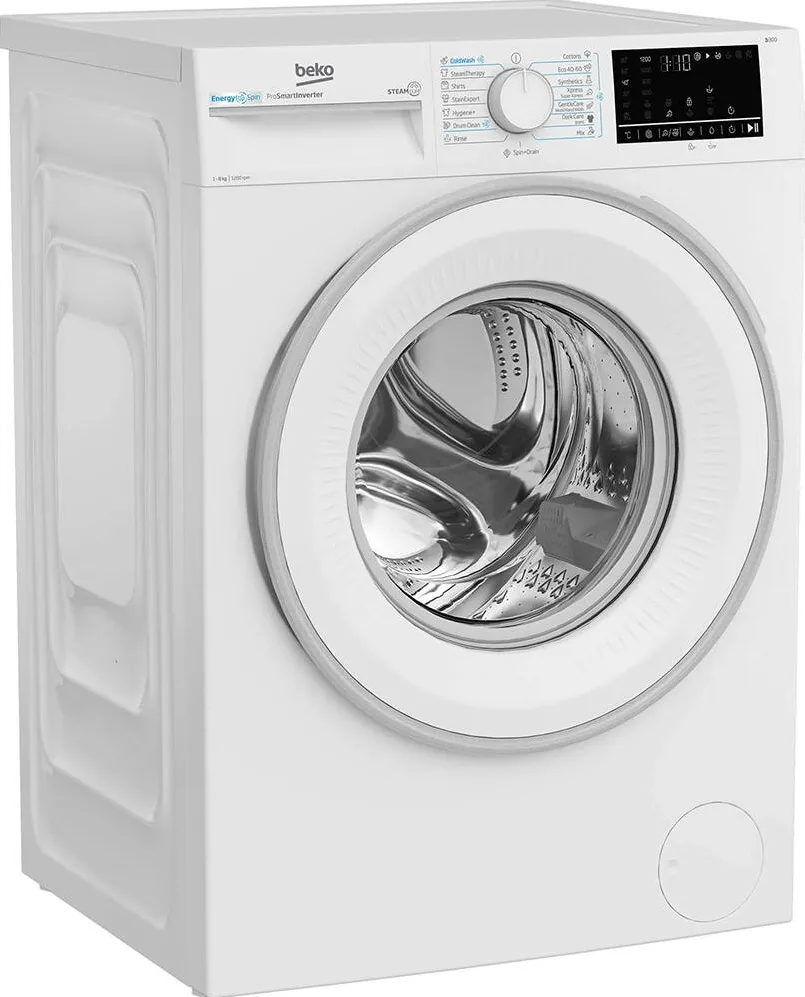 BEKO Masina de spalat rufe Beko B3WFU48215WWES, 8 kg, 1200 RPM, Clasa A, HomeWhiz prin Bluetooth Remote Control, SteamCure, AddXtra, Motor ProSmart Inverter, AutoClean Detergent Drawer, Silent Tech, Gri