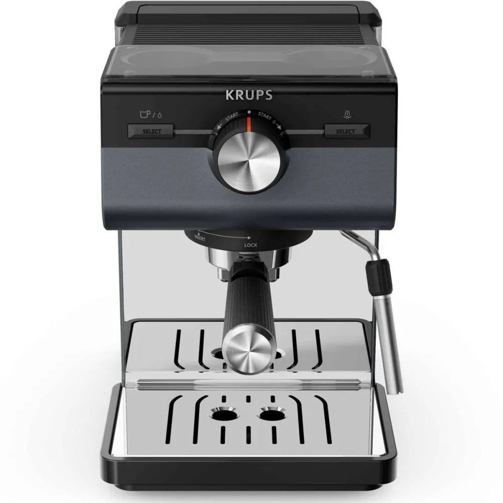 Espressor KRUPS Espressor manual Krups Authentic+ C80 XP384G10, 15 bari, rezervor apa detasabil 2 L, duza spumare lapte, functie apa fierbinte, compatibilitate paduri ESE, oprire automata, negru