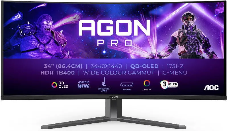 Monitor AOC Gaming AGON AG346UCD Curbat 34 inch UWQHD QD-OLED 0.03 ms 175 Hz HDR FreeSync Premium Pro